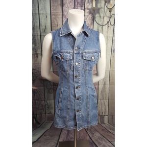 Small Vintage Squeeze Denim Button Down Mini Dress